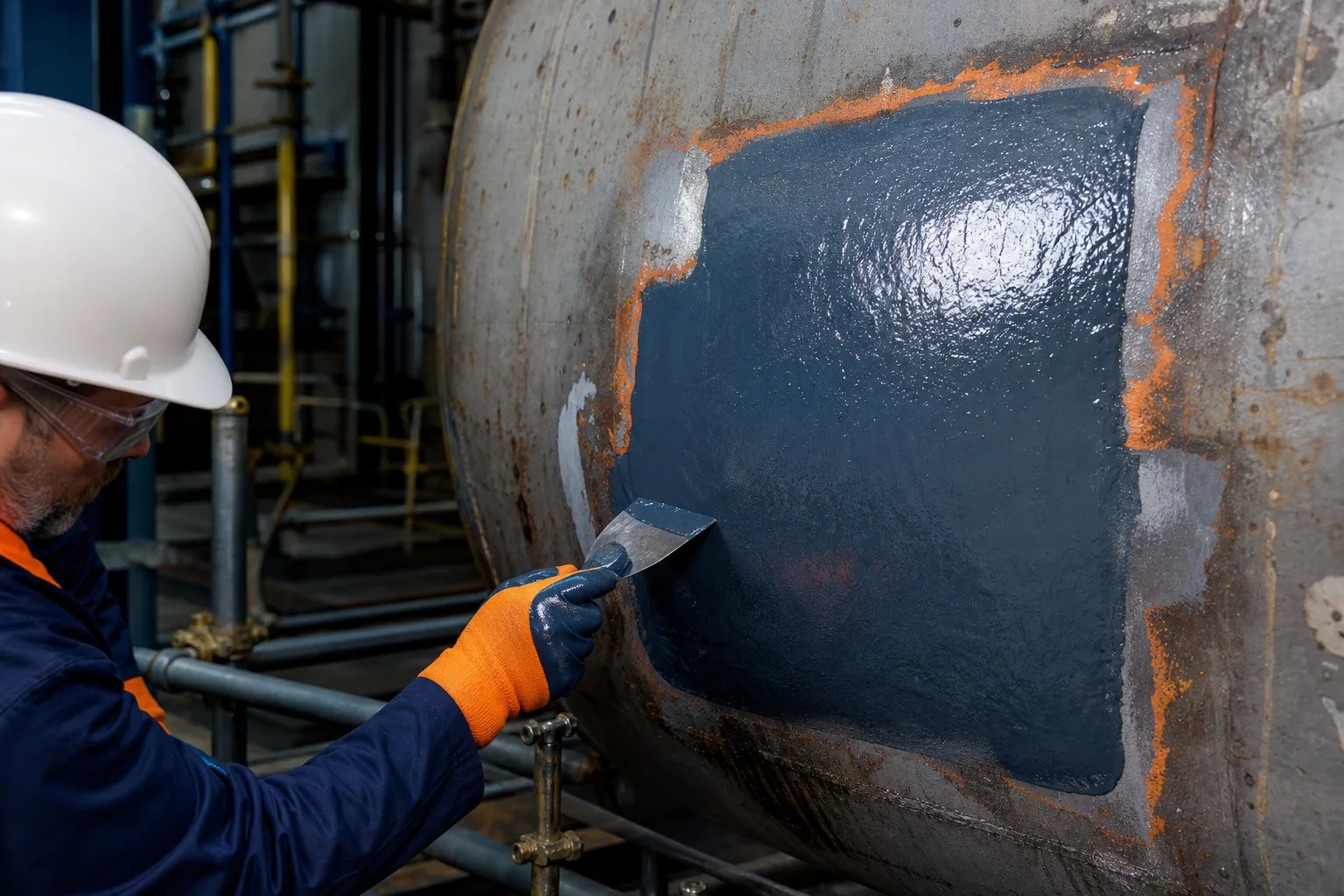 Industrial repair material routes for metal, pipe, lining, and elastomer applications