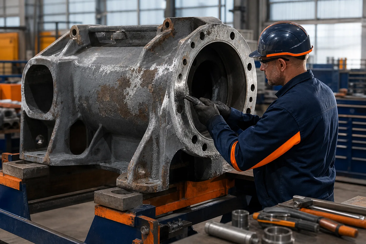 Industrial equipment representing alternative repair material routes