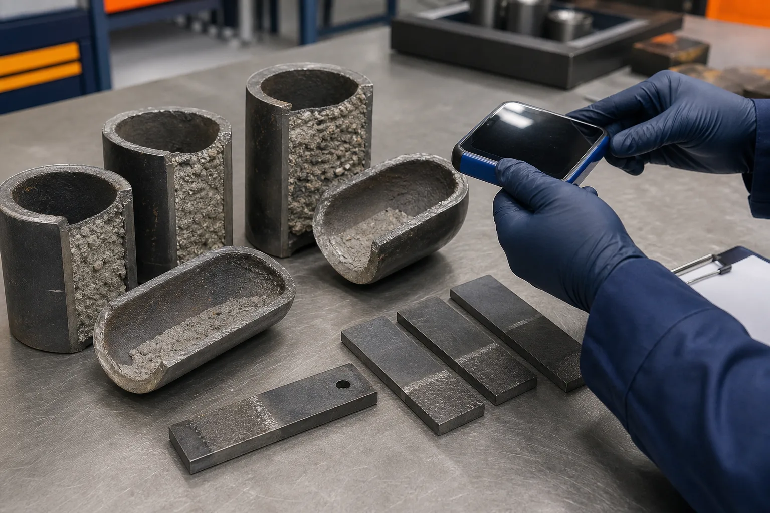 Ceramic-filled repair samples prepared for industrial evaluation