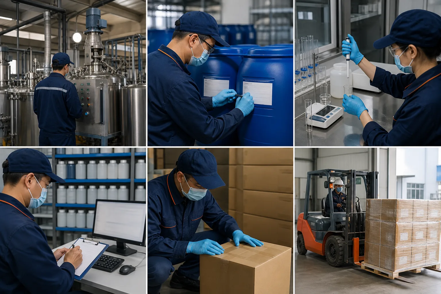 Factory evidence covering production, controls, testing, traceability, packaging, and dispatch