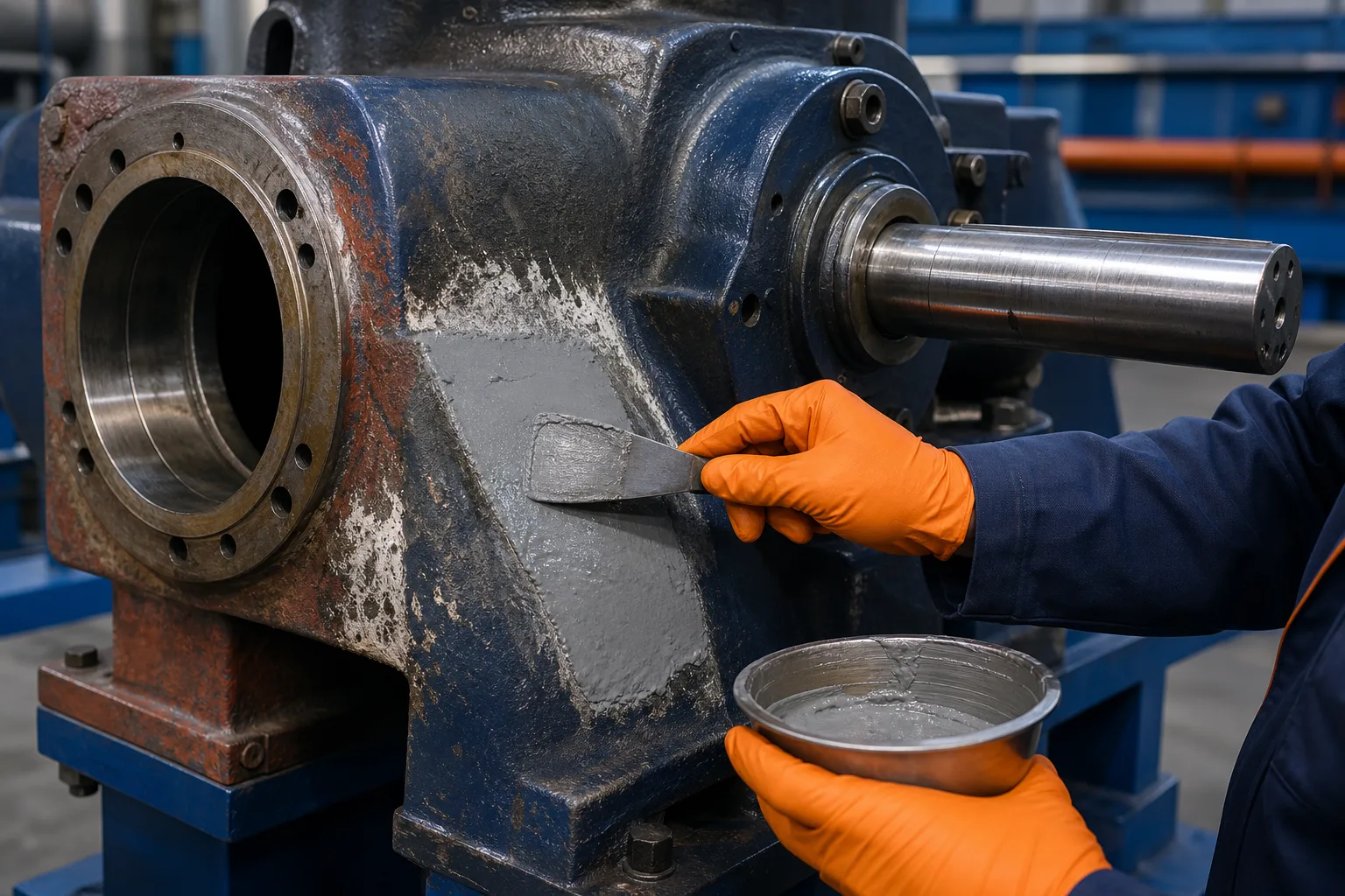 Industrial repair material categories organized by equipment and service condition