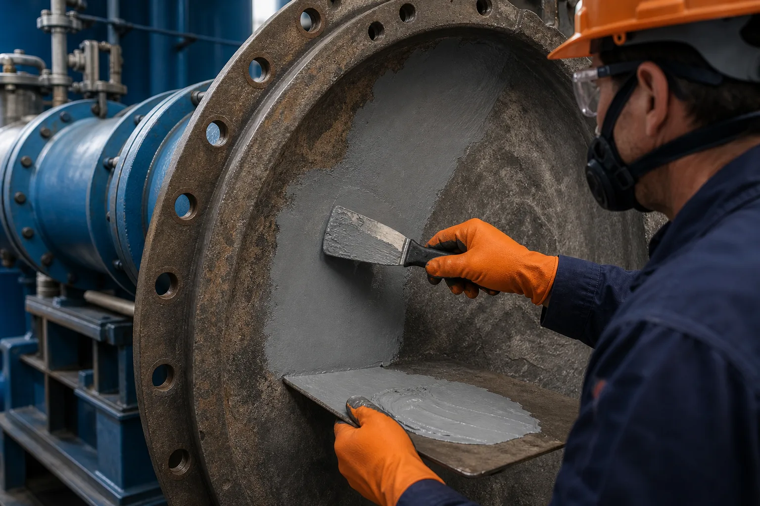 Industrial repair material categories organized by equipment and service condition