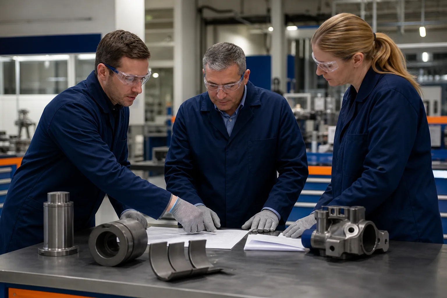 Quality team reviewing manufacturing and batch documentation