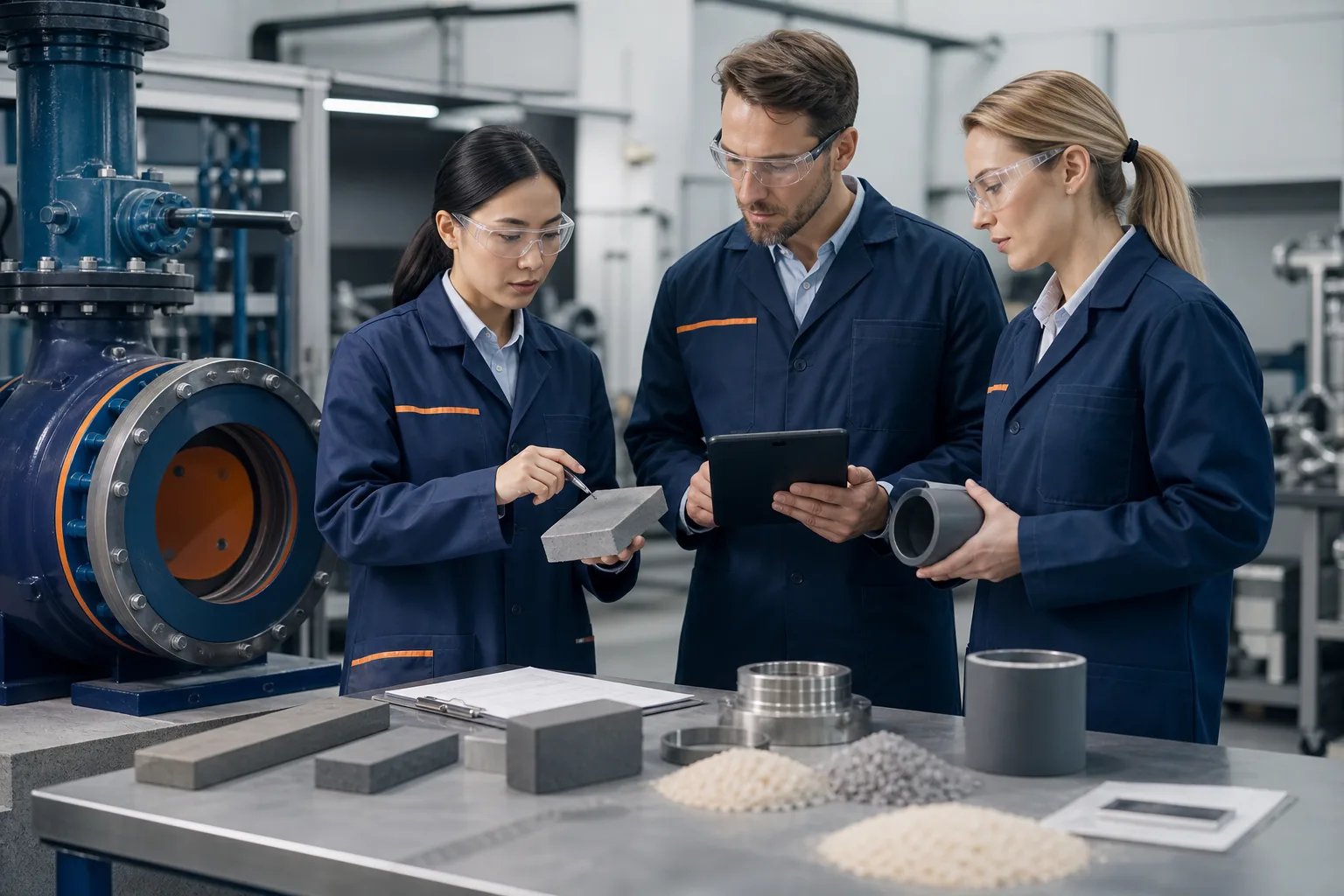 Quality team reviewing manufacturing and batch documentation