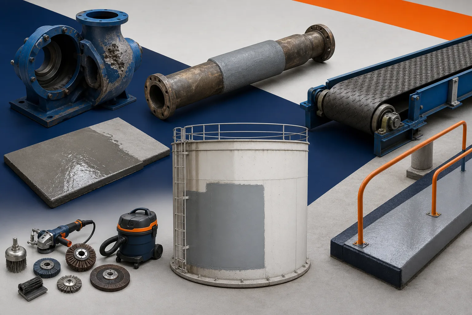 Industrial equipment examples for repair material selection