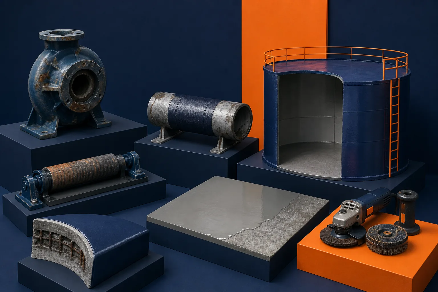 Industrial equipment examples for repair material selection