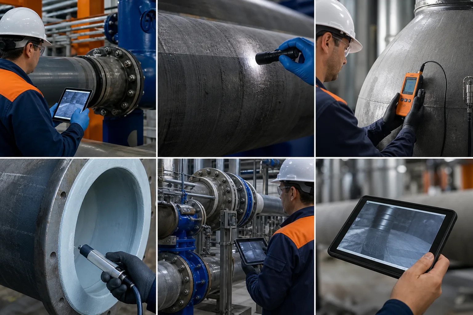 Industrial repair assessment covering equipment, substrate, damage, and service conditions
