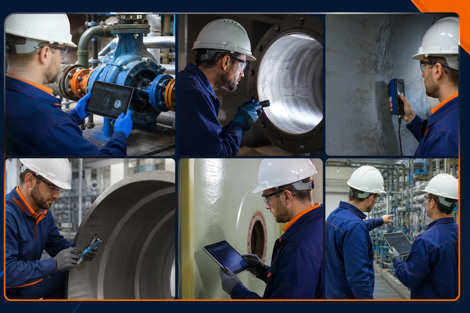 Industrial repair assessment covering equipment, substrate, damage, and service conditions