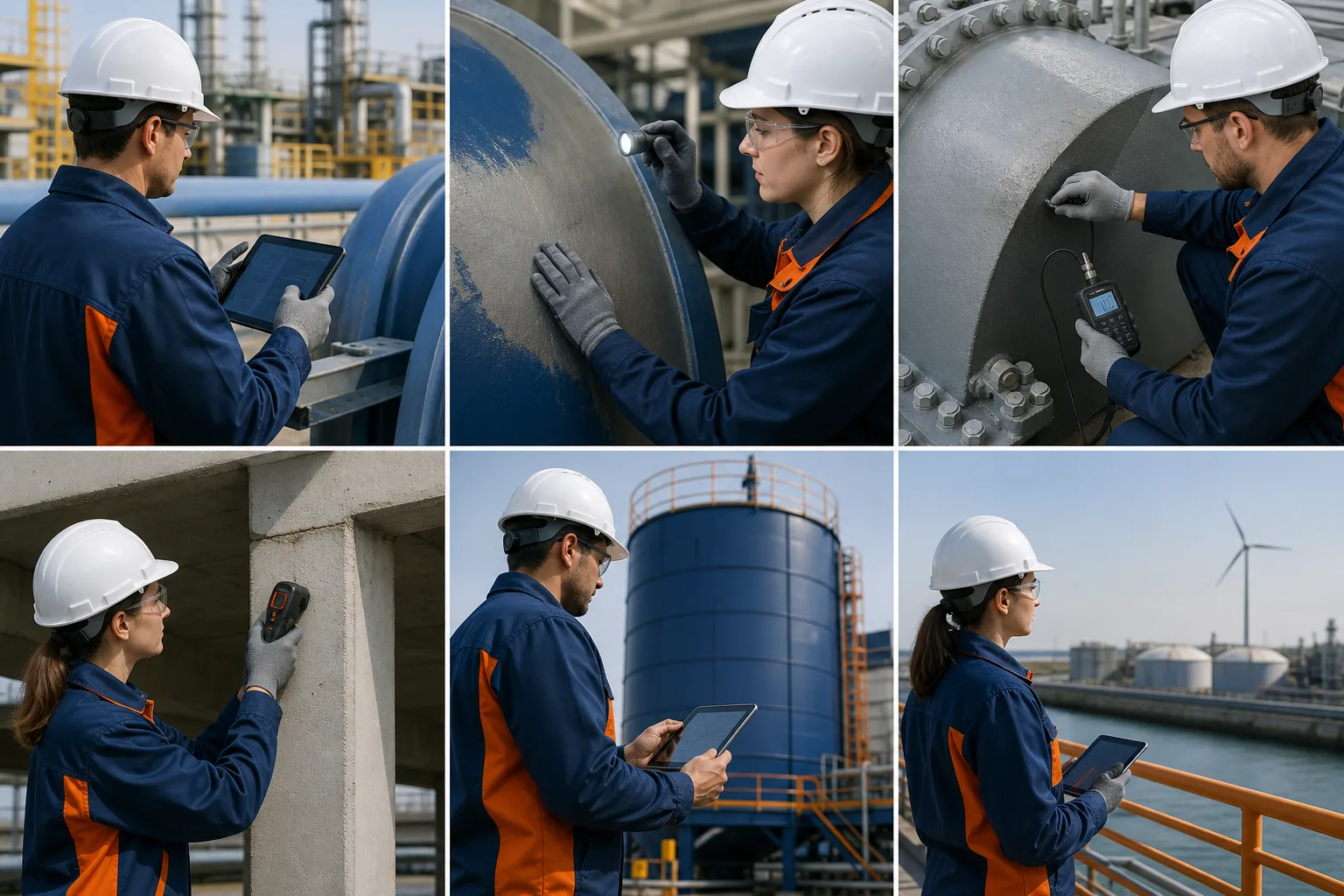 Industrial repair assessment covering equipment, substrate, damage, and service conditions