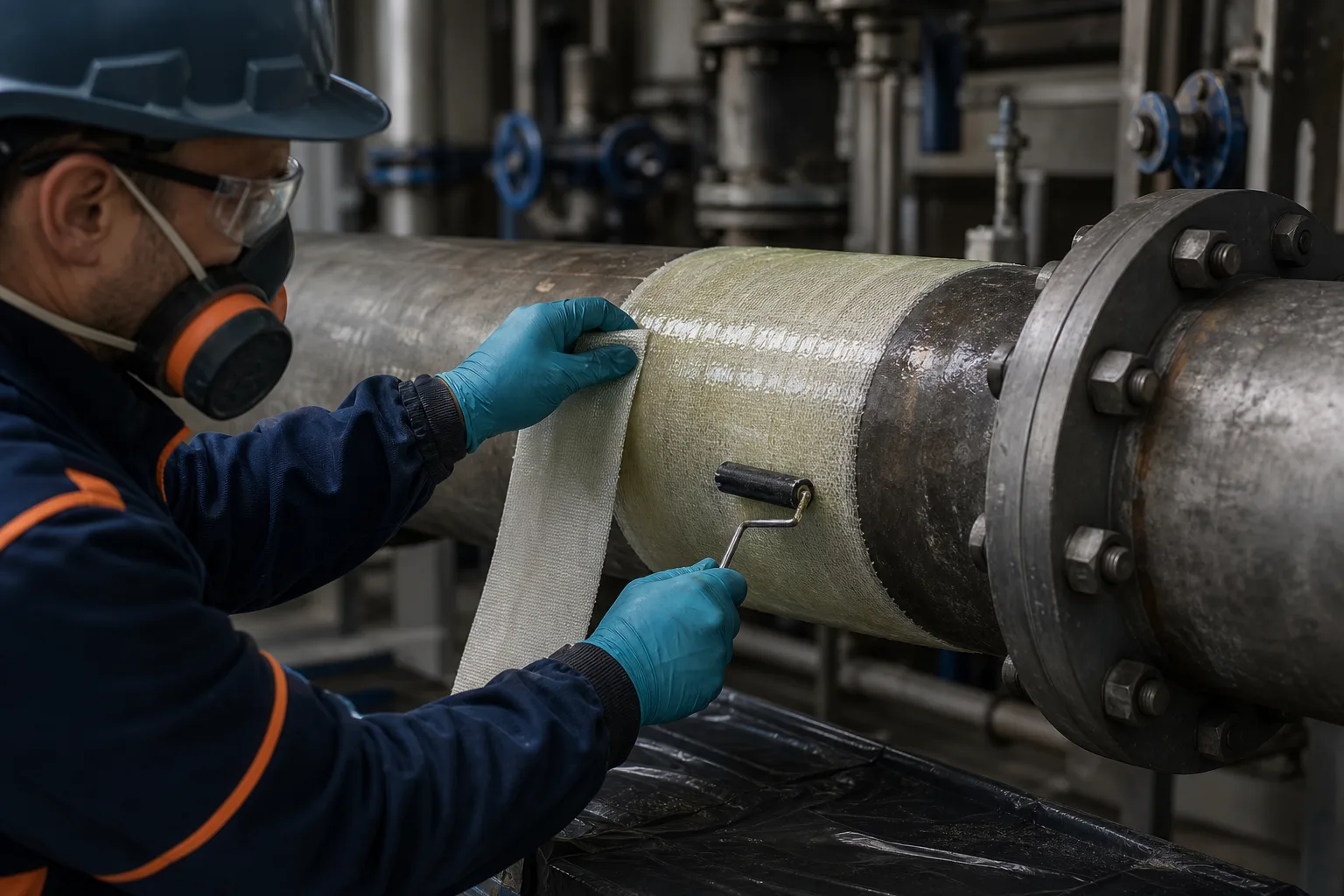Industrial repair routes for flanges, pumps, ducts, and pipe sections