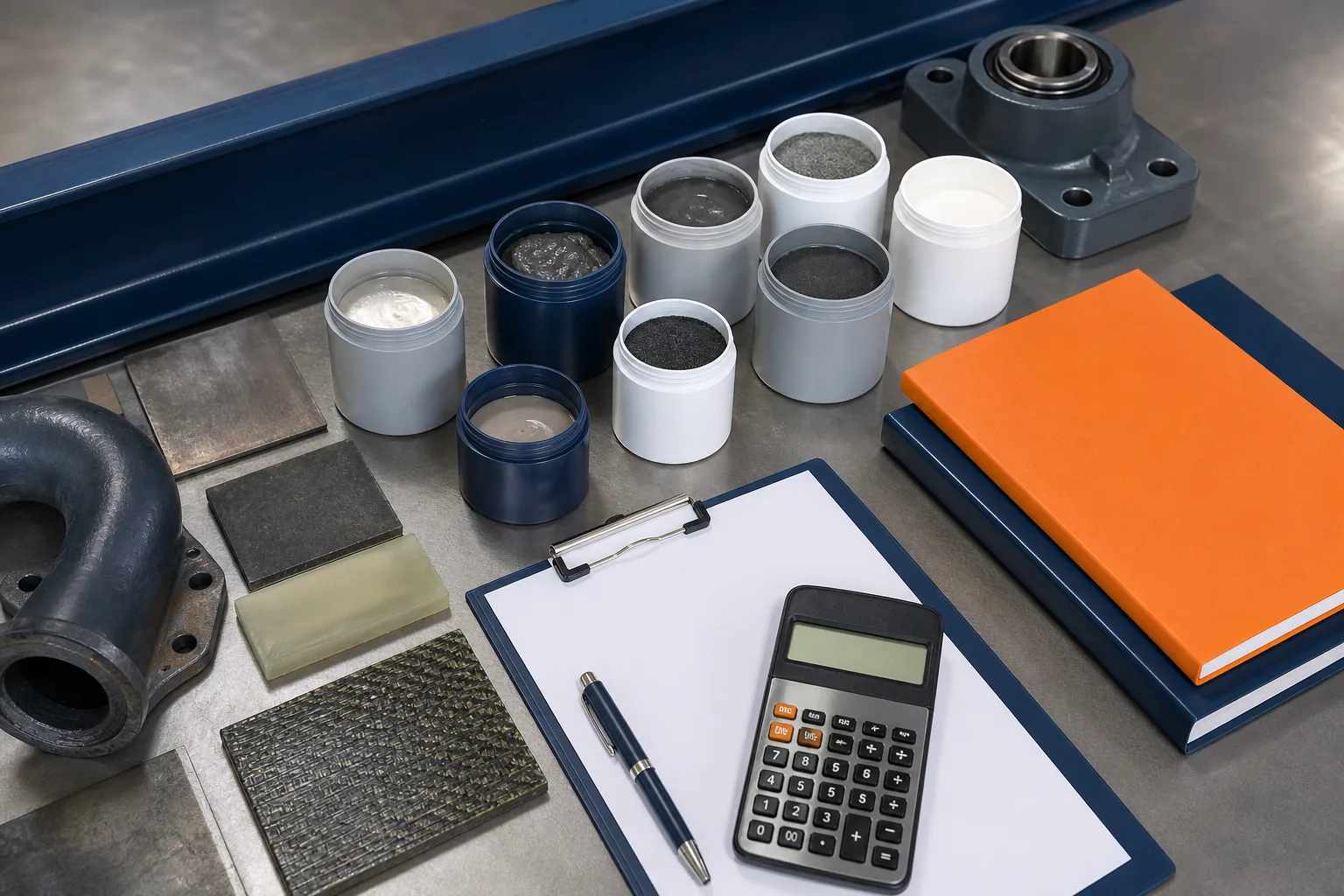 Industrial repair material samples and order assessment documents