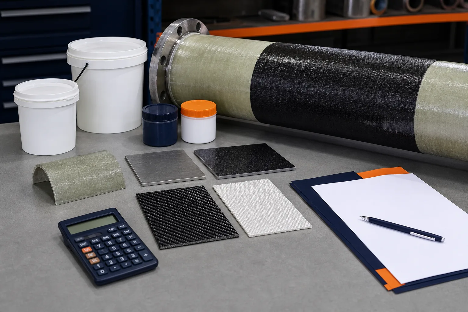 Industrial repair material samples and order assessment documents