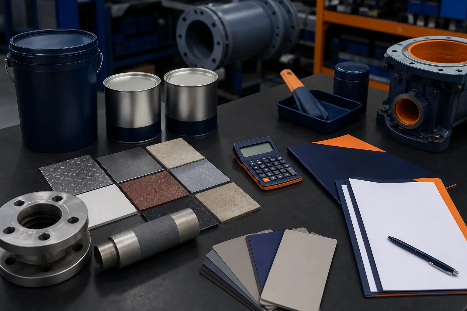 Industrial repair material samples and order assessment documents