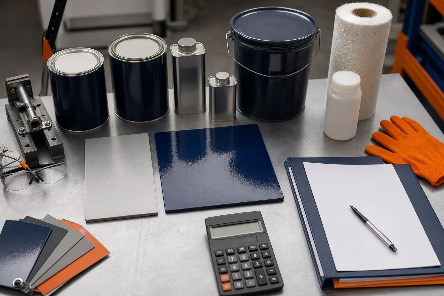 Industrial repair material samples and order assessment documents