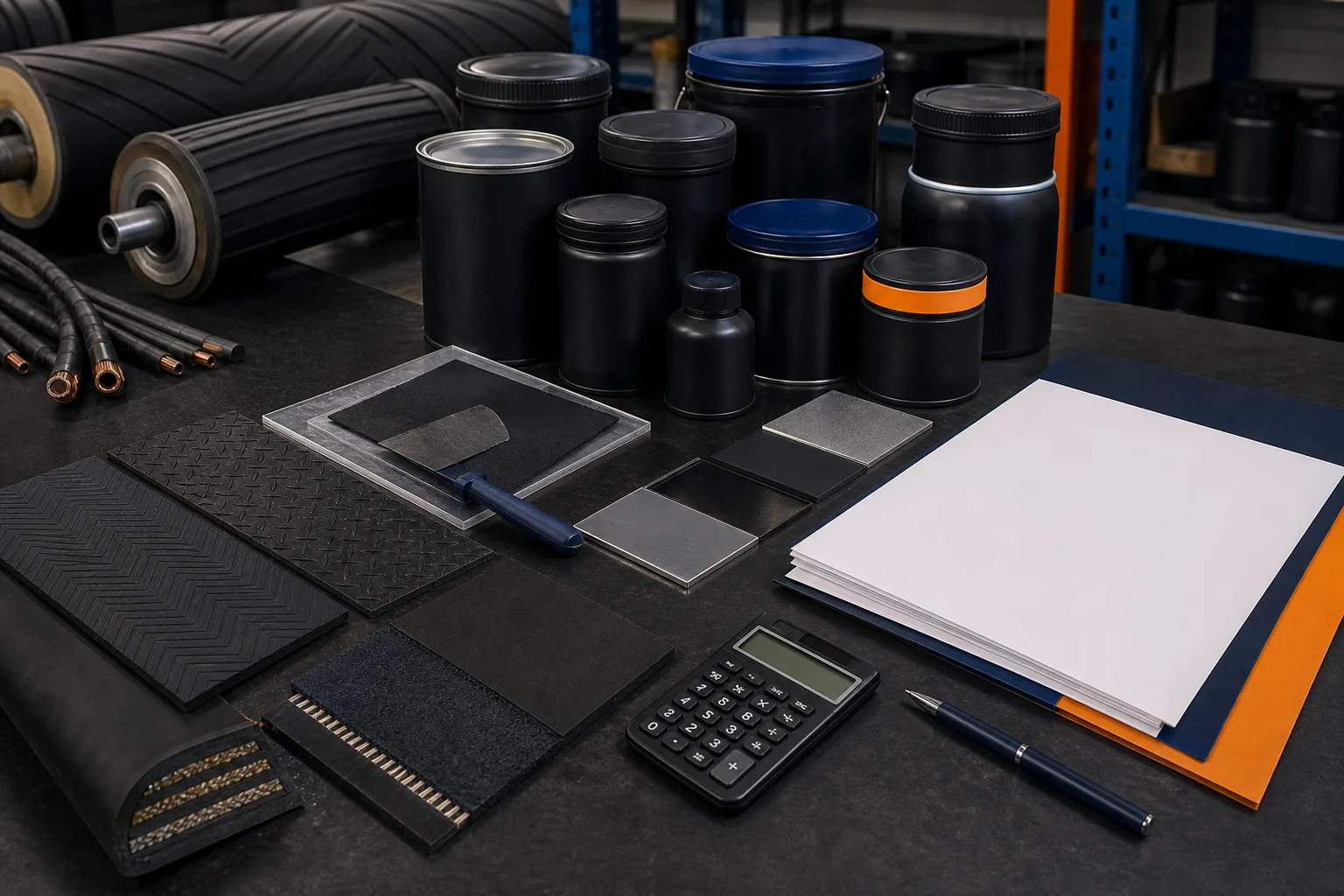 Industrial repair material samples and order assessment documents
