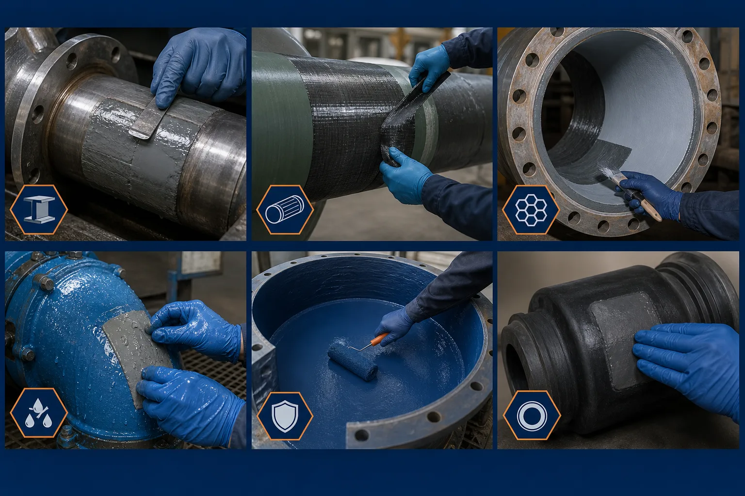 Industrial repair categories represented by substrate and damage type