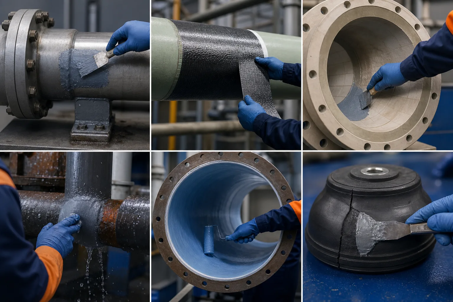 Industrial repair categories represented by substrate and damage type