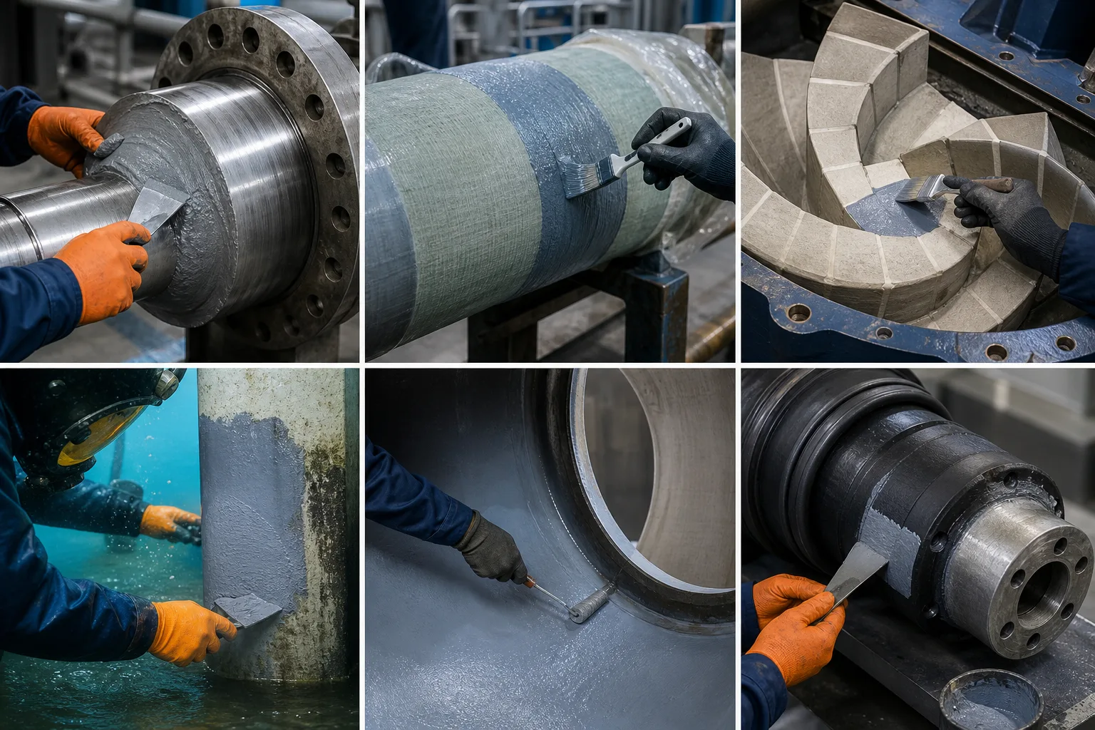 Industrial repair categories represented by substrate and damage type