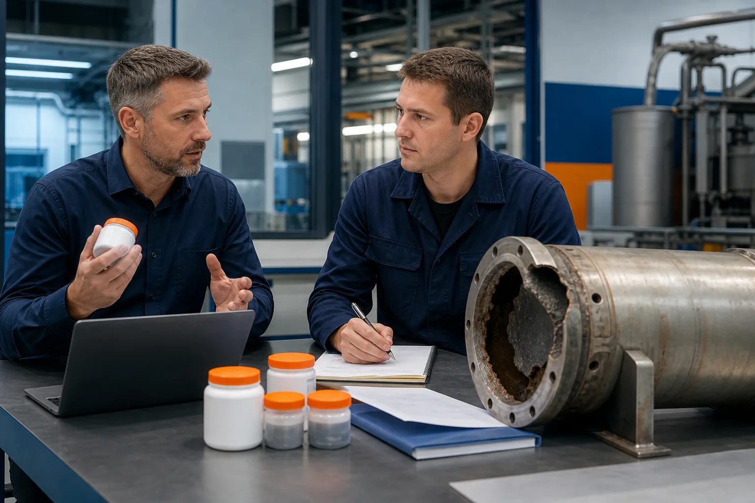 Technical advisor discussing an industrial repair material qualification request