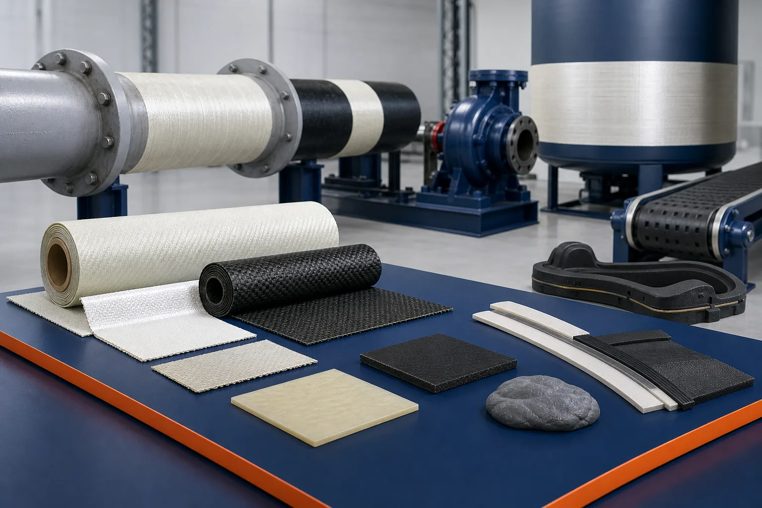 Industrial repair material categories matched to equipment types