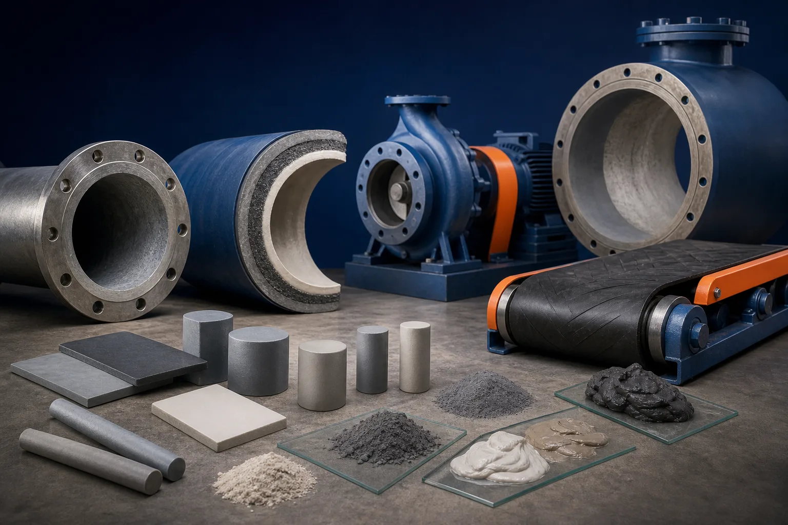 Industrial repair material categories matched to equipment types