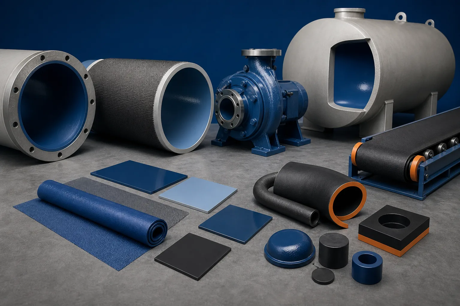 Industrial repair material categories matched to equipment types