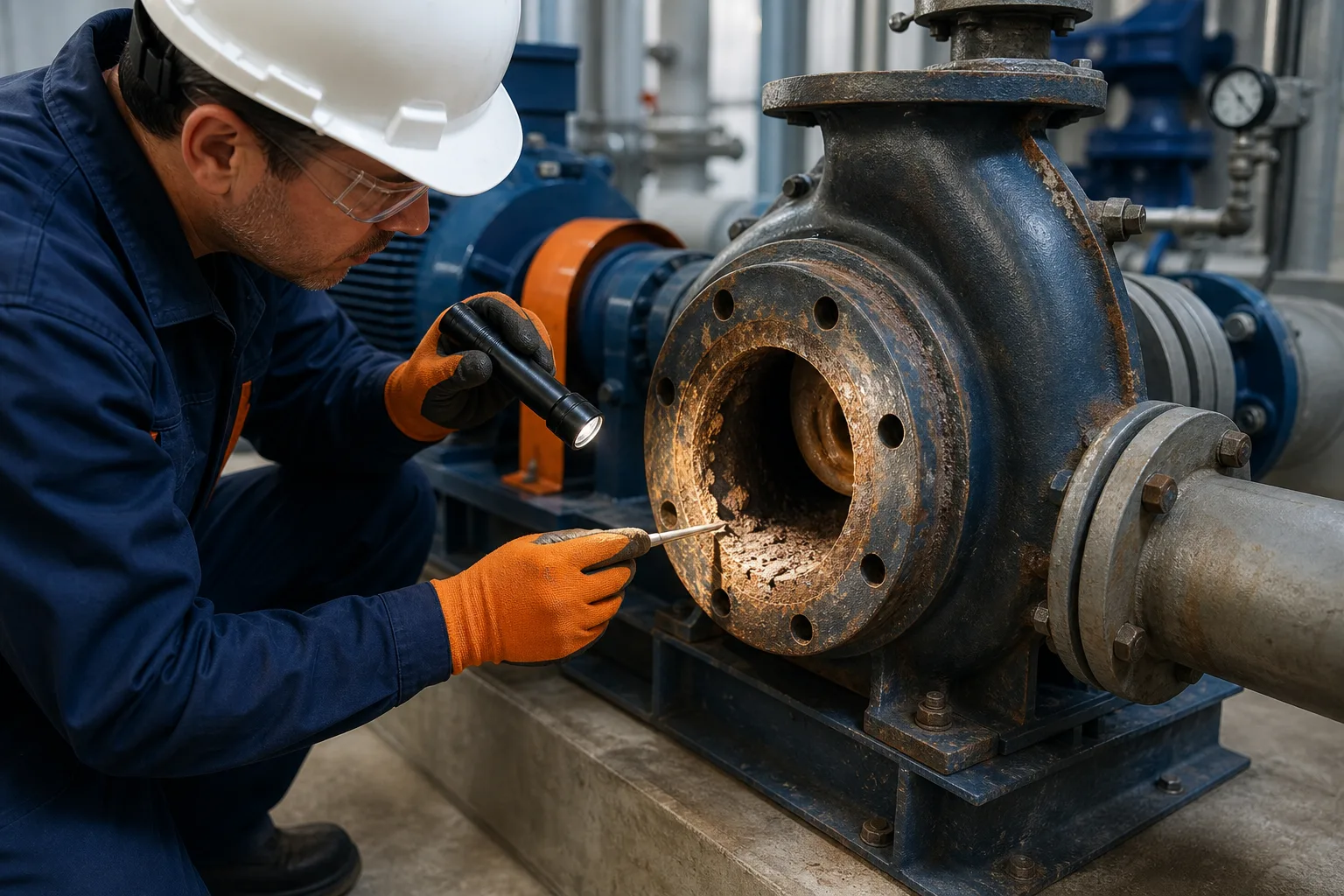 Technician checking substrate and damage before industrial repair