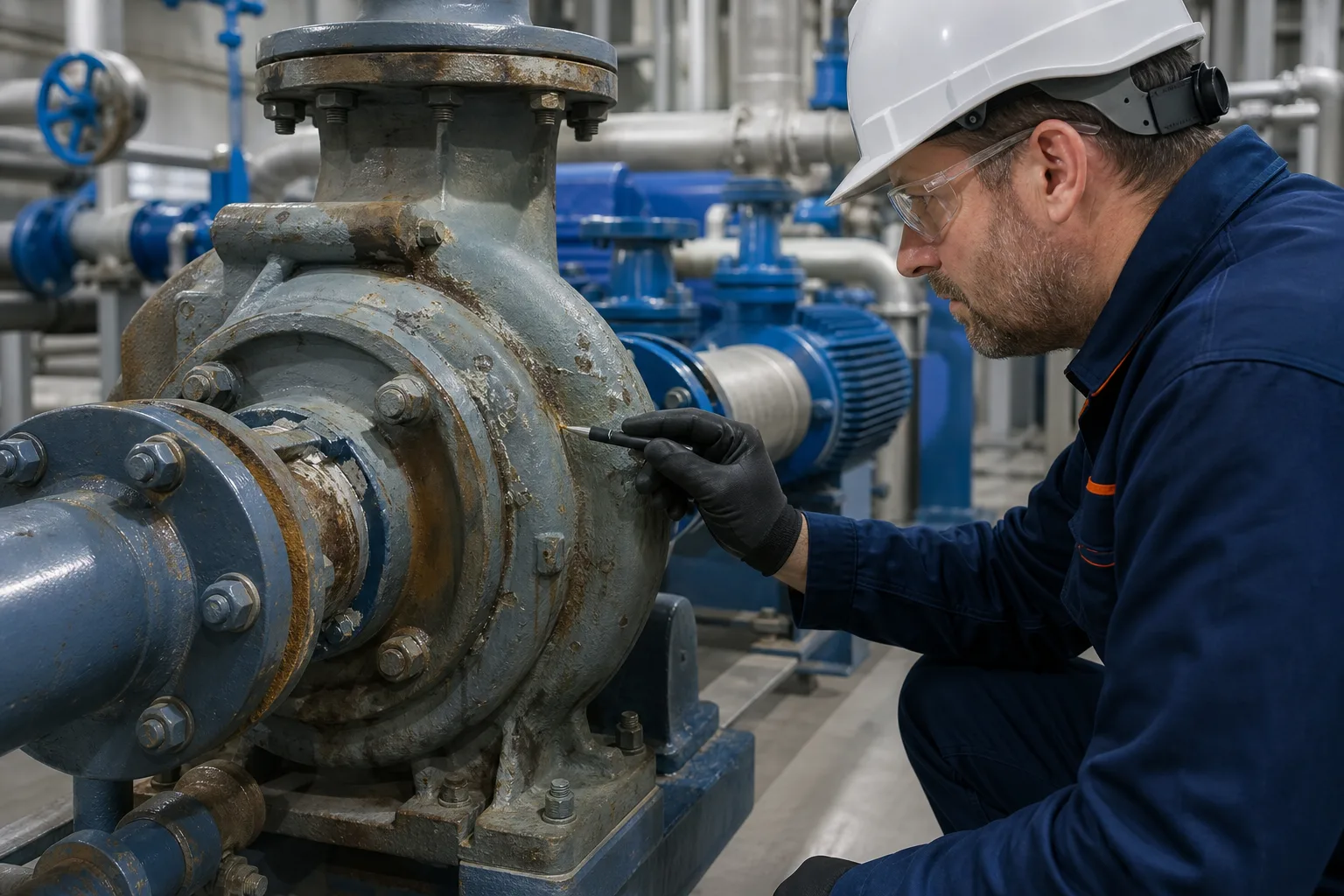 Technician checking substrate and damage before industrial repair