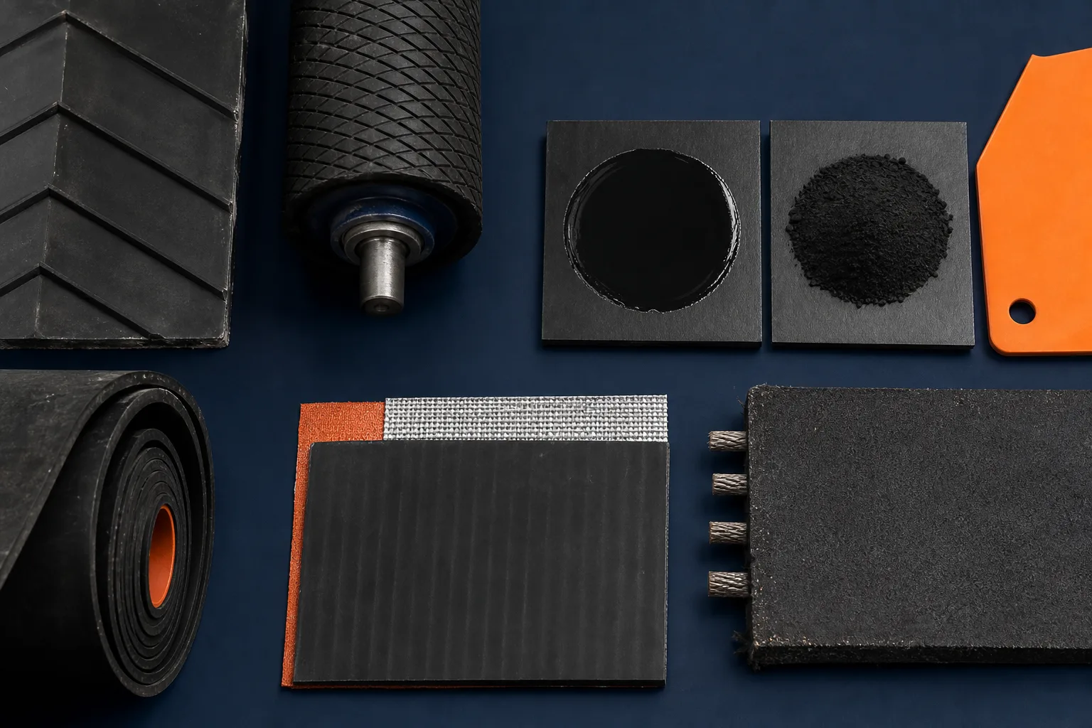 Industrial repair material samples representing product series