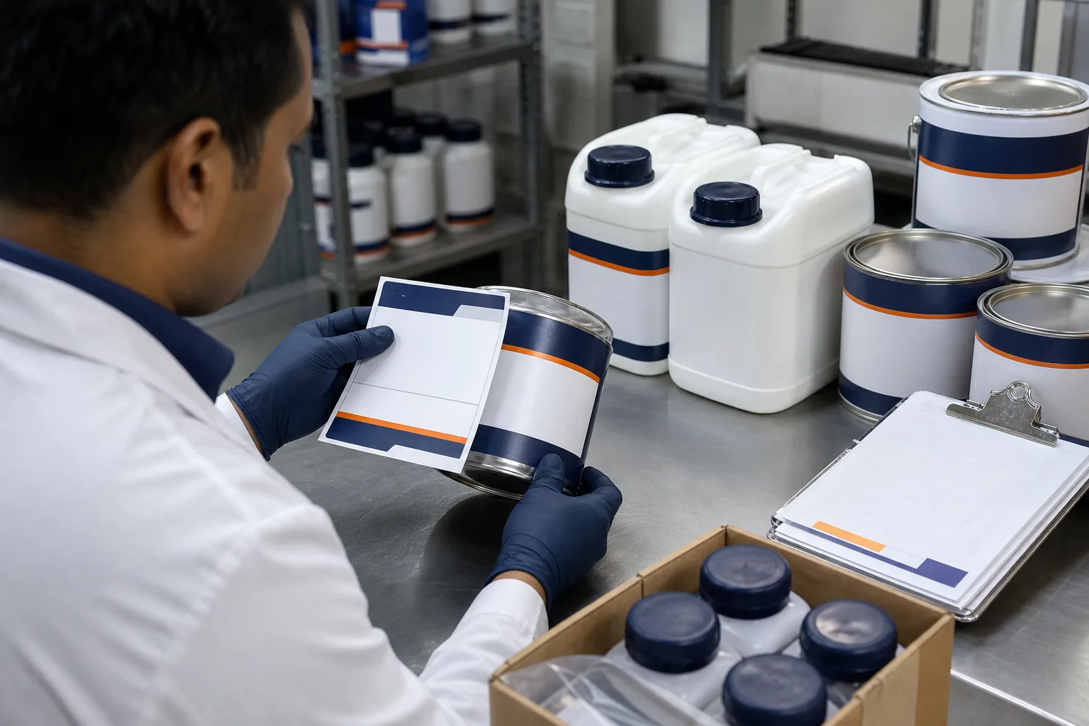Unbranded industrial packaging and blank label layouts under review