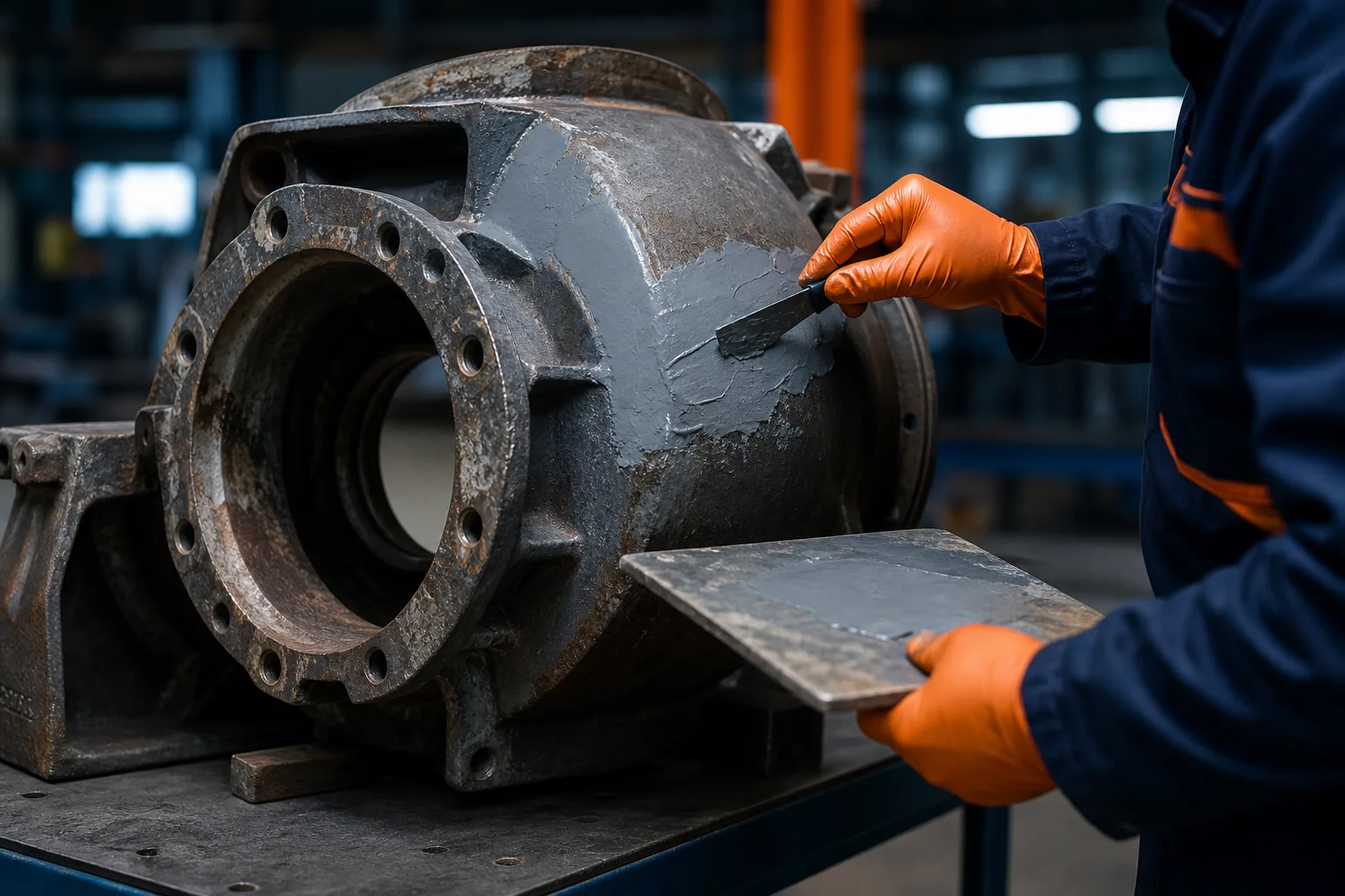 Industrial repair material routes for different equipment and damage conditions
