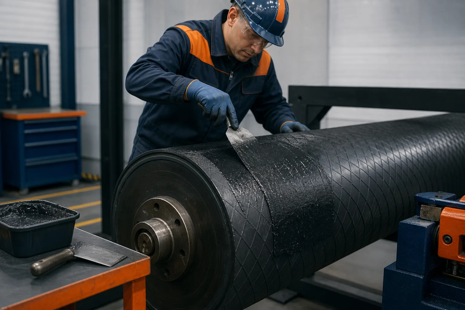 Industrial repair preparation scenes representing ZDSChem contractor product routes
